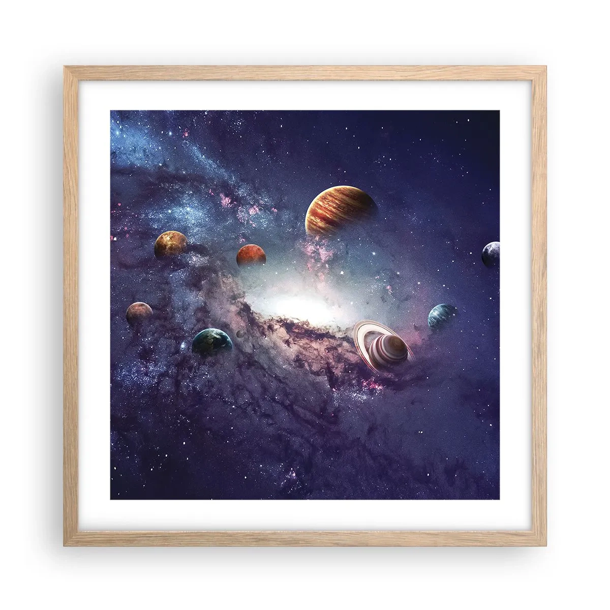 Een poster in een licht eiken lijst - Zonne-dans systeem - 50x50 cm