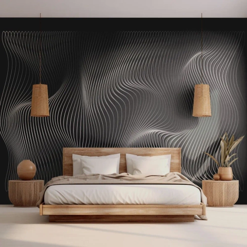Fotobehang op maat Premium Sand - Dans van licht in de ruimte - 3D, Lijnen, Modern