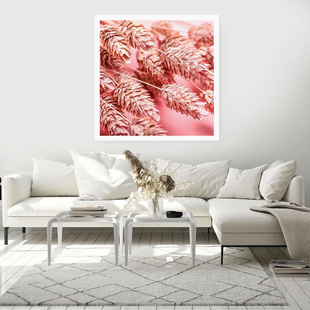 Poster - Een bloemencascade in roze - 30x30 cm