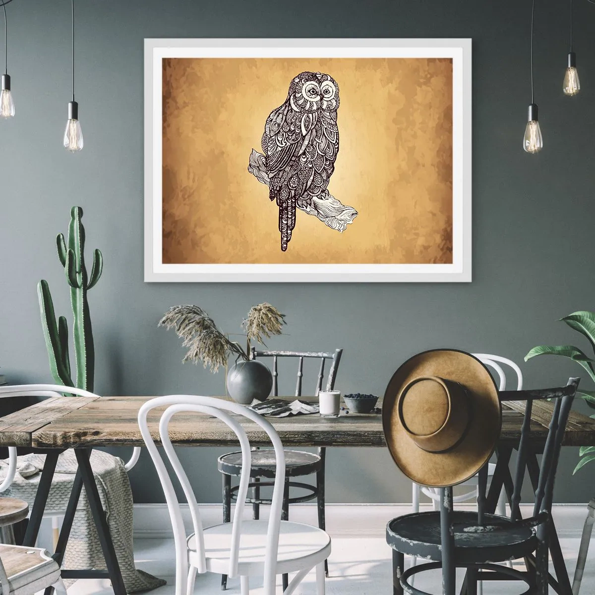 Poster in een witte lijst - Ingewikkelde ornamenten van wijsheid - 100x70 cm