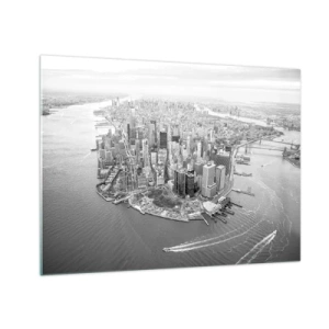 Schilderen op glas - Een vogelperspectief van de stad in zwart-wit - 70x50cm - Hoe niet lief te hebben? - Moderne wanddecoratie voor woonkamer en slaapkamer ARTTOR