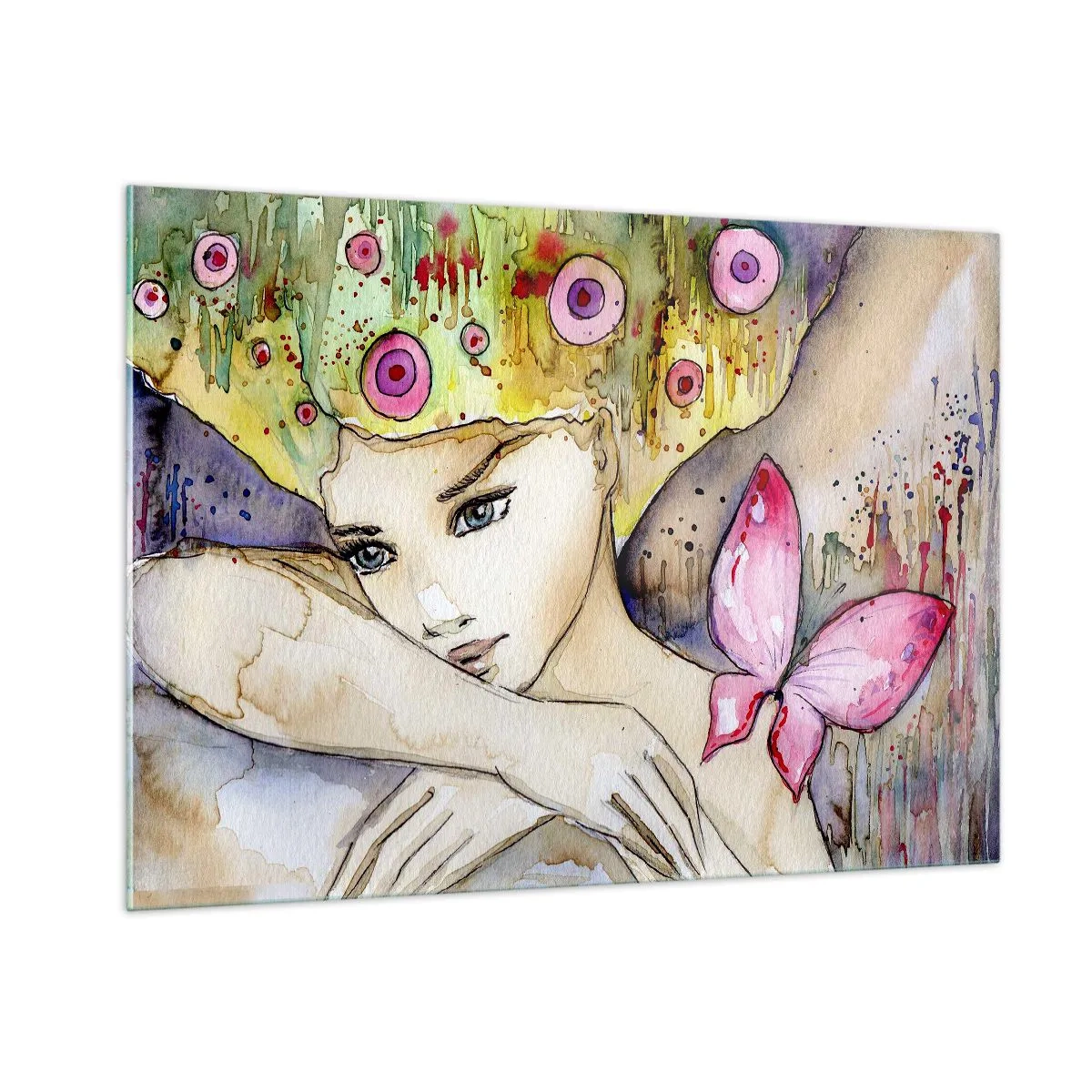 Schilderen op glas - Vlinderprinses - 100x70 cm