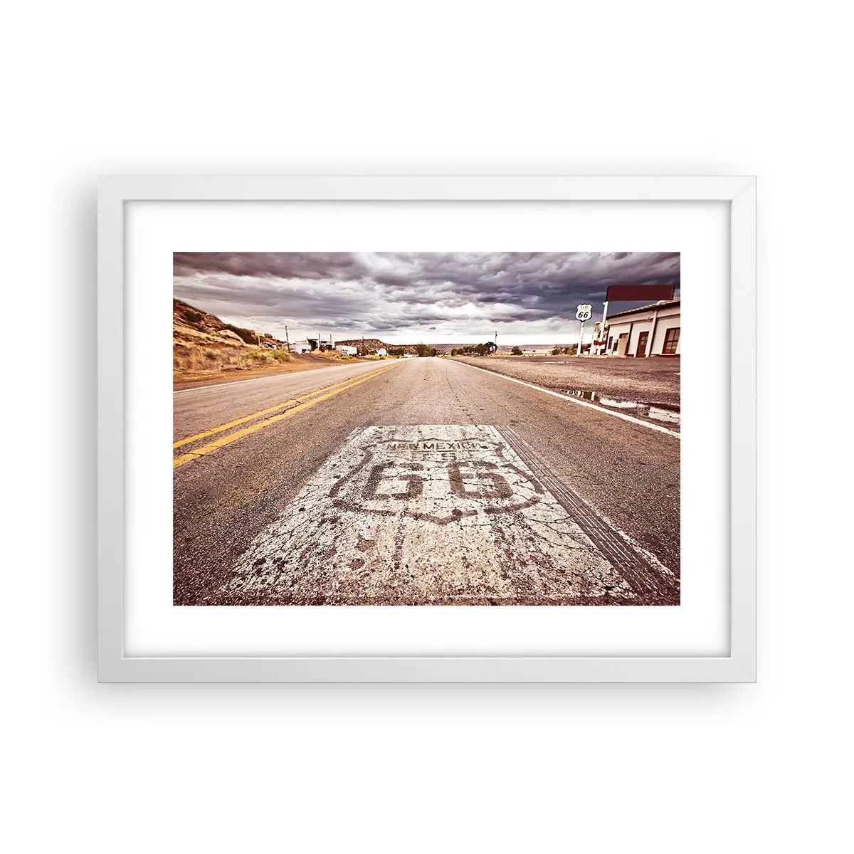 Poster in een witte lijst - Mother Road - een Amerikaanse legende - 40x30 cm