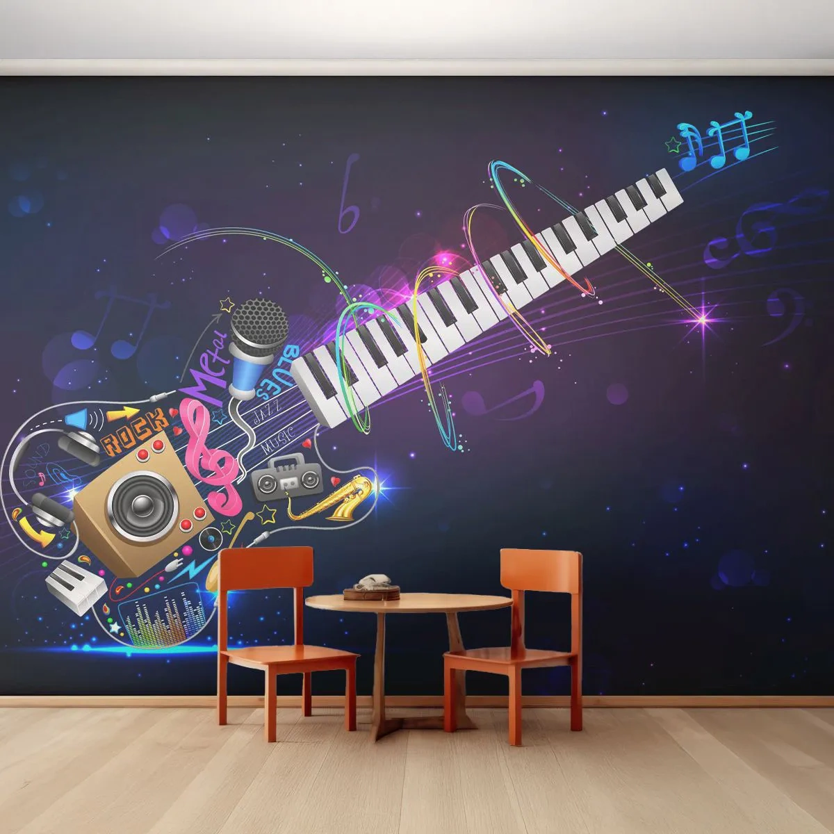 Zelfklevend Fotobehang Deluxe Sticker - En alles is prima. - Abstractie, Een muziekinstrument, Muziek - 250x175 cm