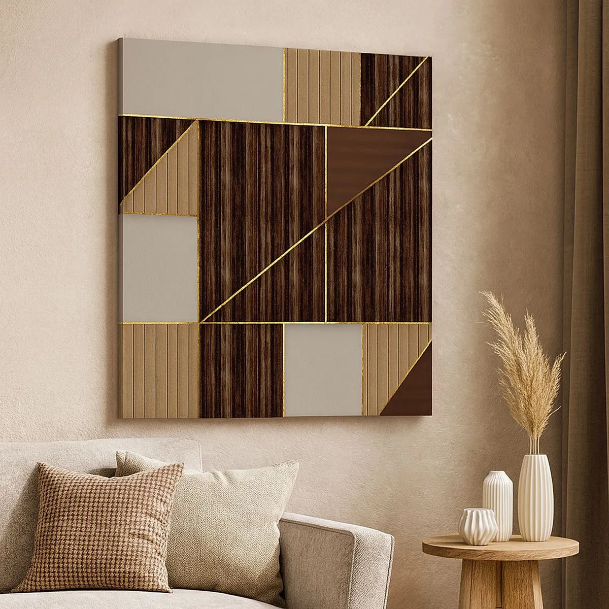 Schilderen op canvas - Een mozaïek van bruin en goud - 30x30 cm