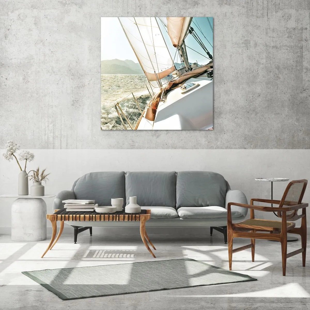 Schilderen op glas - Onder vol zeil - 50x50 cm