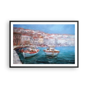 Poster in een zwarte lijst - Italiaanse baai - 91x61 cm