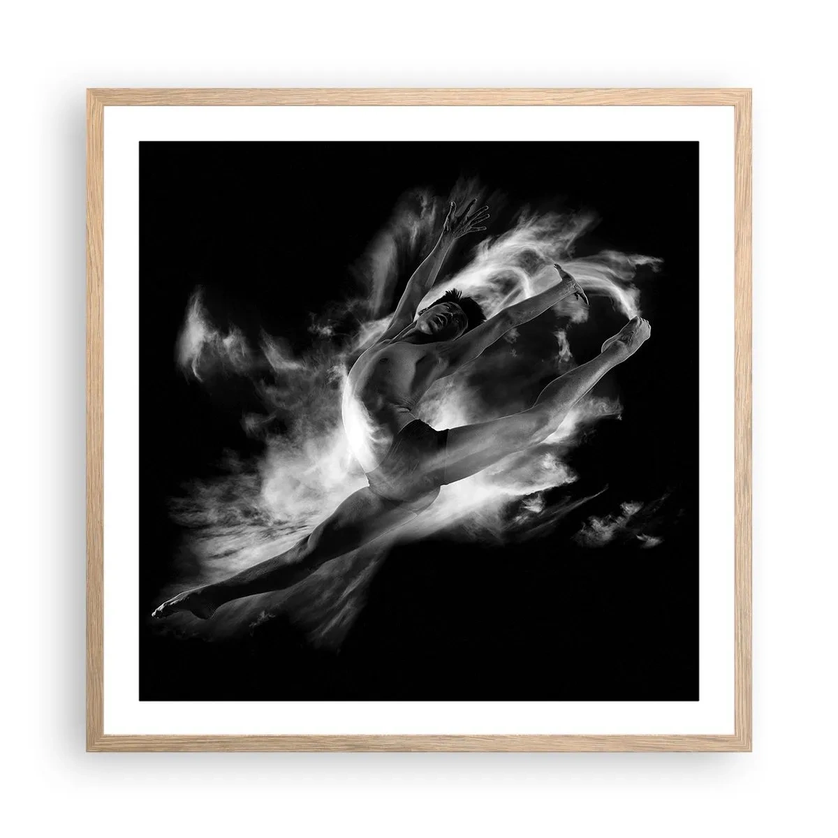 Een poster in een licht eiken lijst - Vast tijdens de vlucht - 60x60 cm