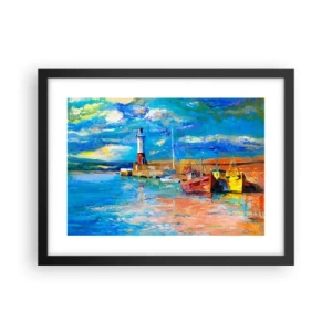 Poster in een zwarte lijst - Een middag in de regenboogbaai - 40x30 cm