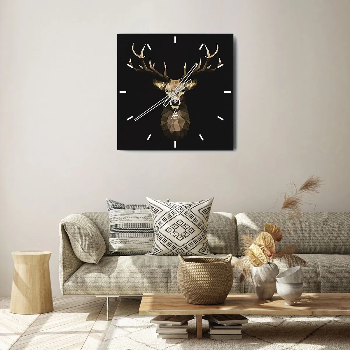 Wandklok - Klok - Kubistische herten - 30x30 cm