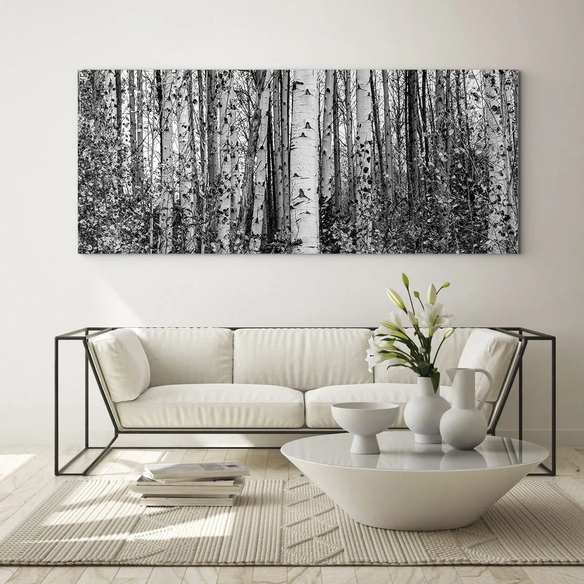 Schilderen op glas - Berken colonnade - 120x50 cm
