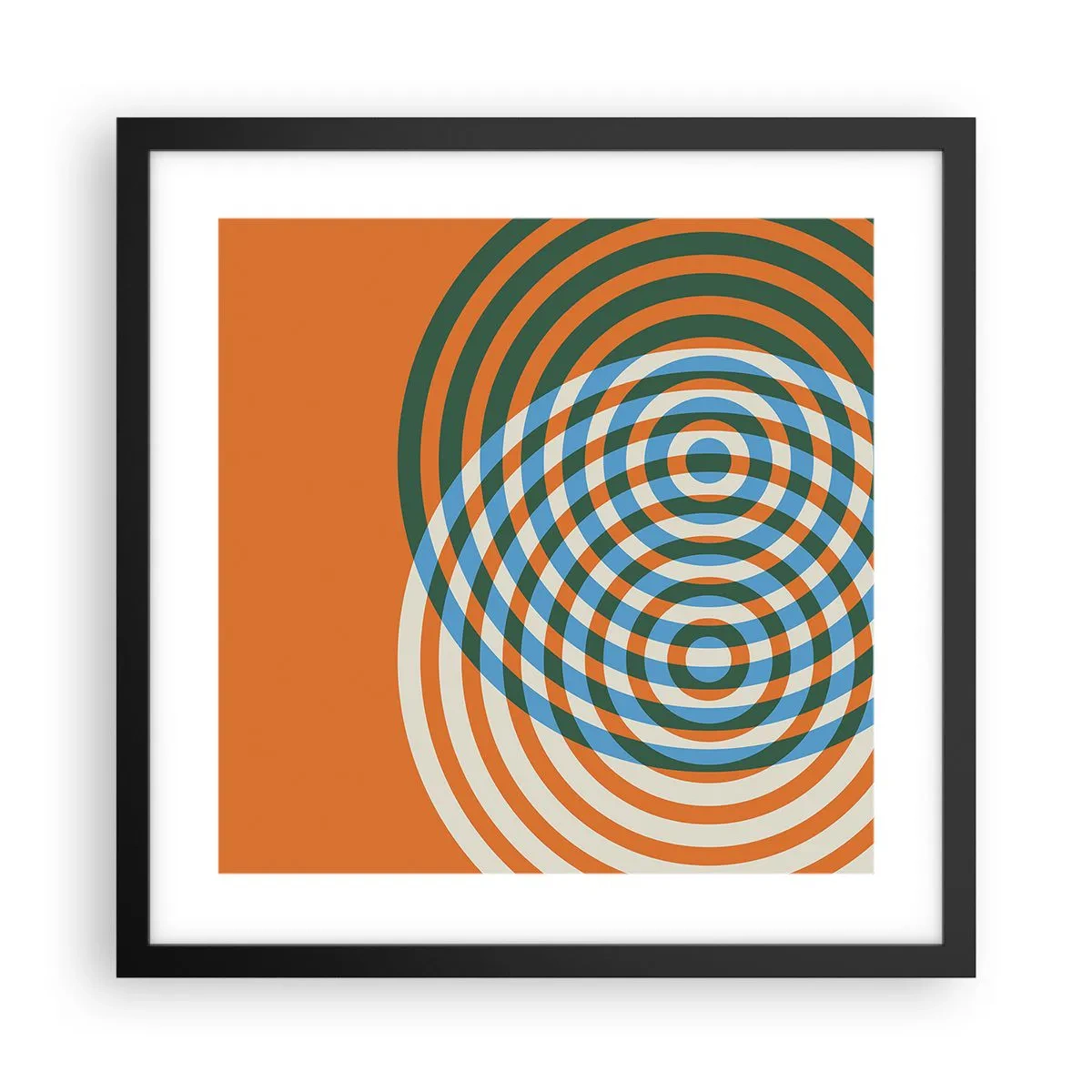 Poster in een zwarte lijst - Abstracte circulaire variatie - 40x40 cm