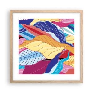 Een poster in een licht eiken lijst - Een kleurrijke puinhoop - 40x40 cm