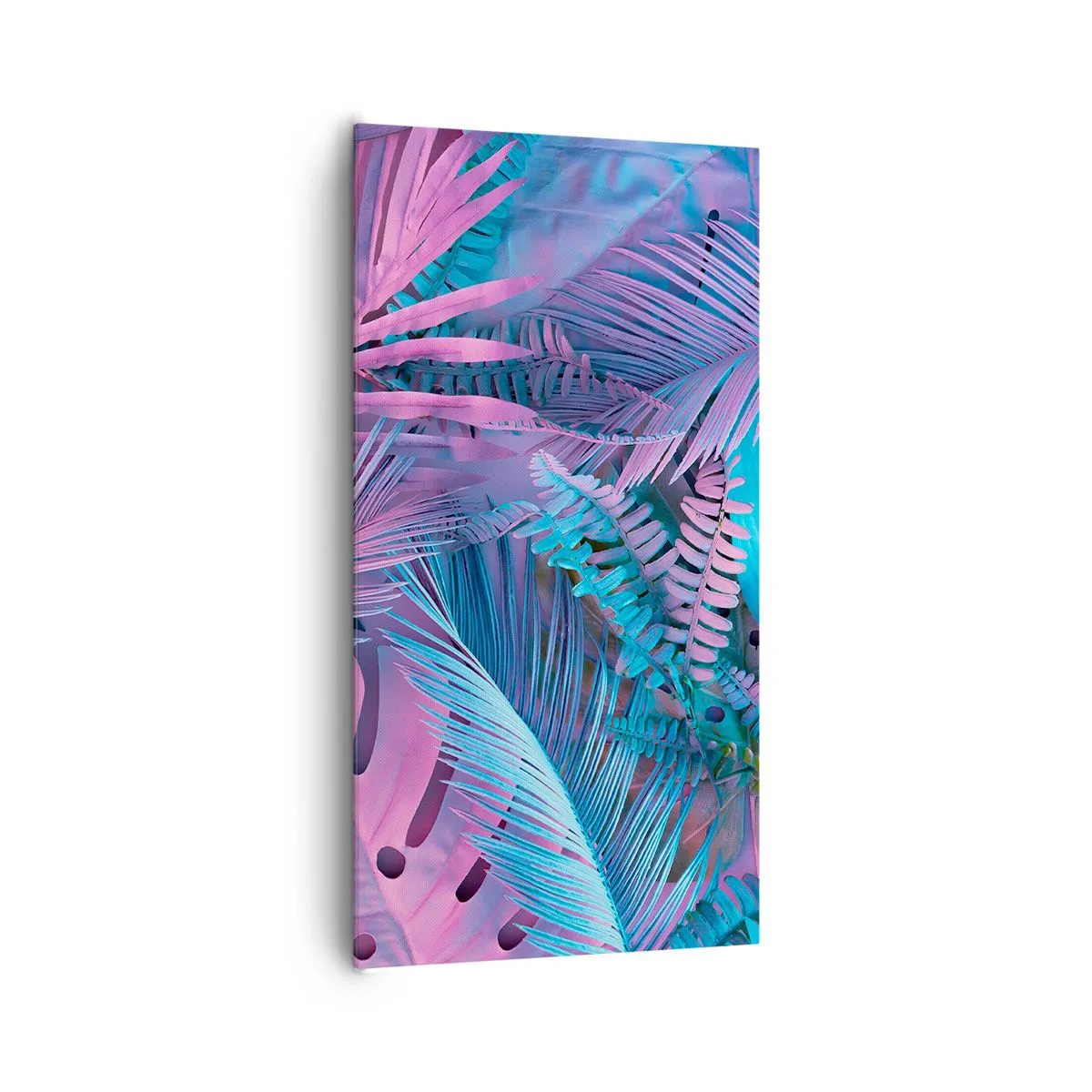 Schilderen op canvas - Tropen in roze en blauw - 65x120 cm