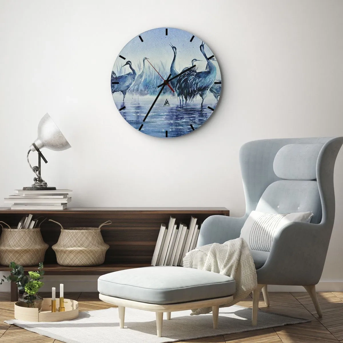 Wandklok - Klok - Aquarel schilderij van waadvogels - 30x30cm - Ochtendvergadering - Moderne wanddecoratie voor woonkamer, keuken en slaapkamer ARTTOR