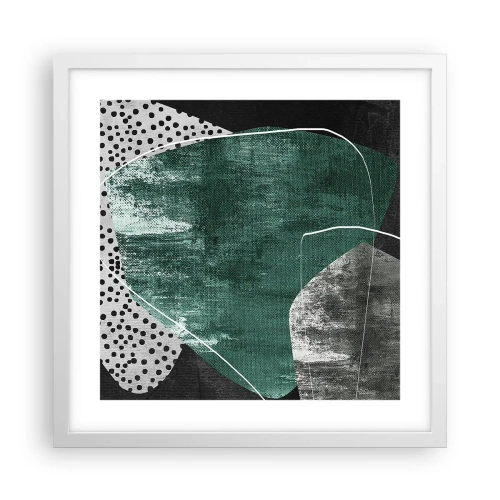 Poster in een witte lijst - Kleurrijke abstractie met bladgoud - 40x40 cm