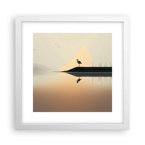 Poster in een witte lijst - Heer op het meer - 30x30 cm