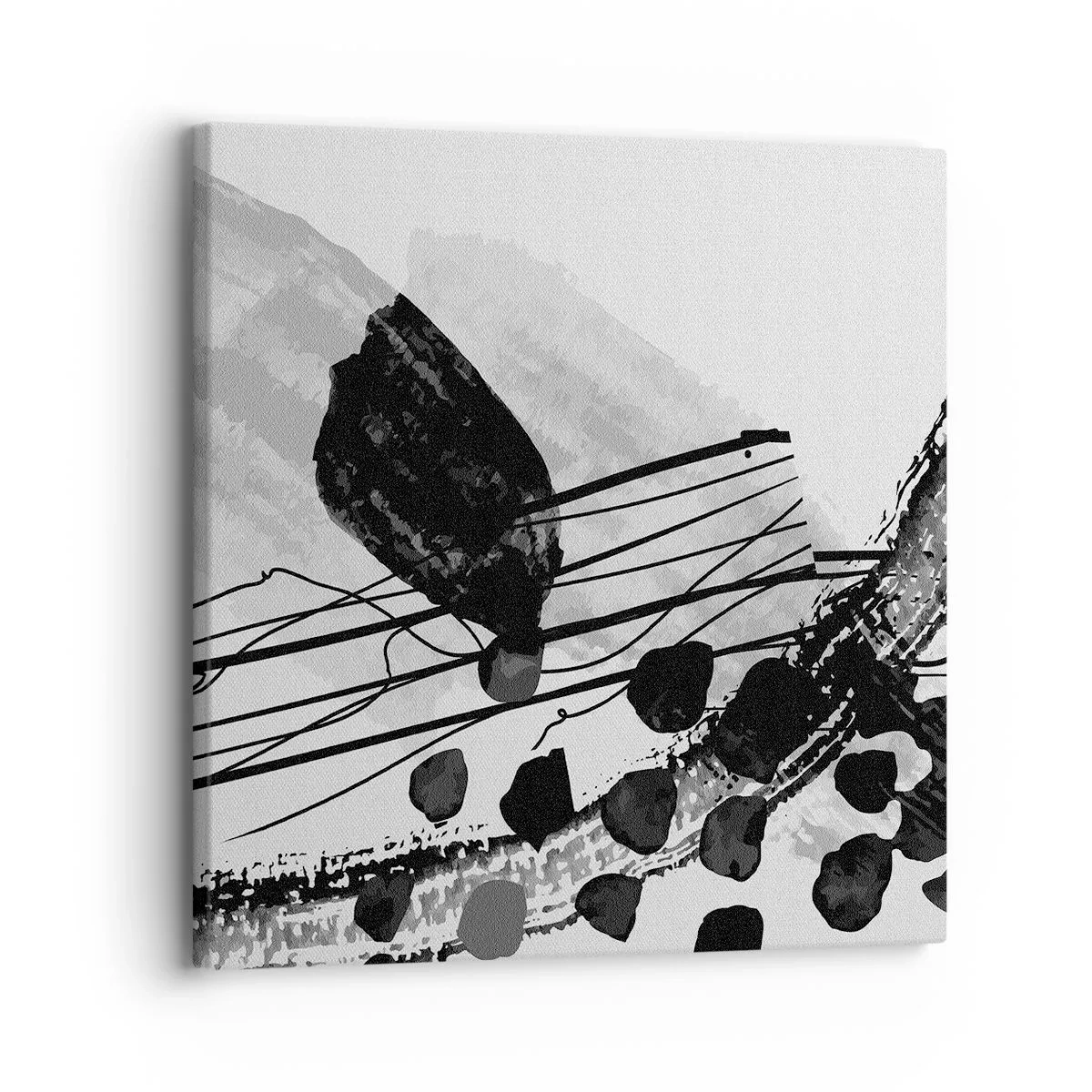 Schilderen op canvas - Zwart-wit organische abstractie - 30x30 cm