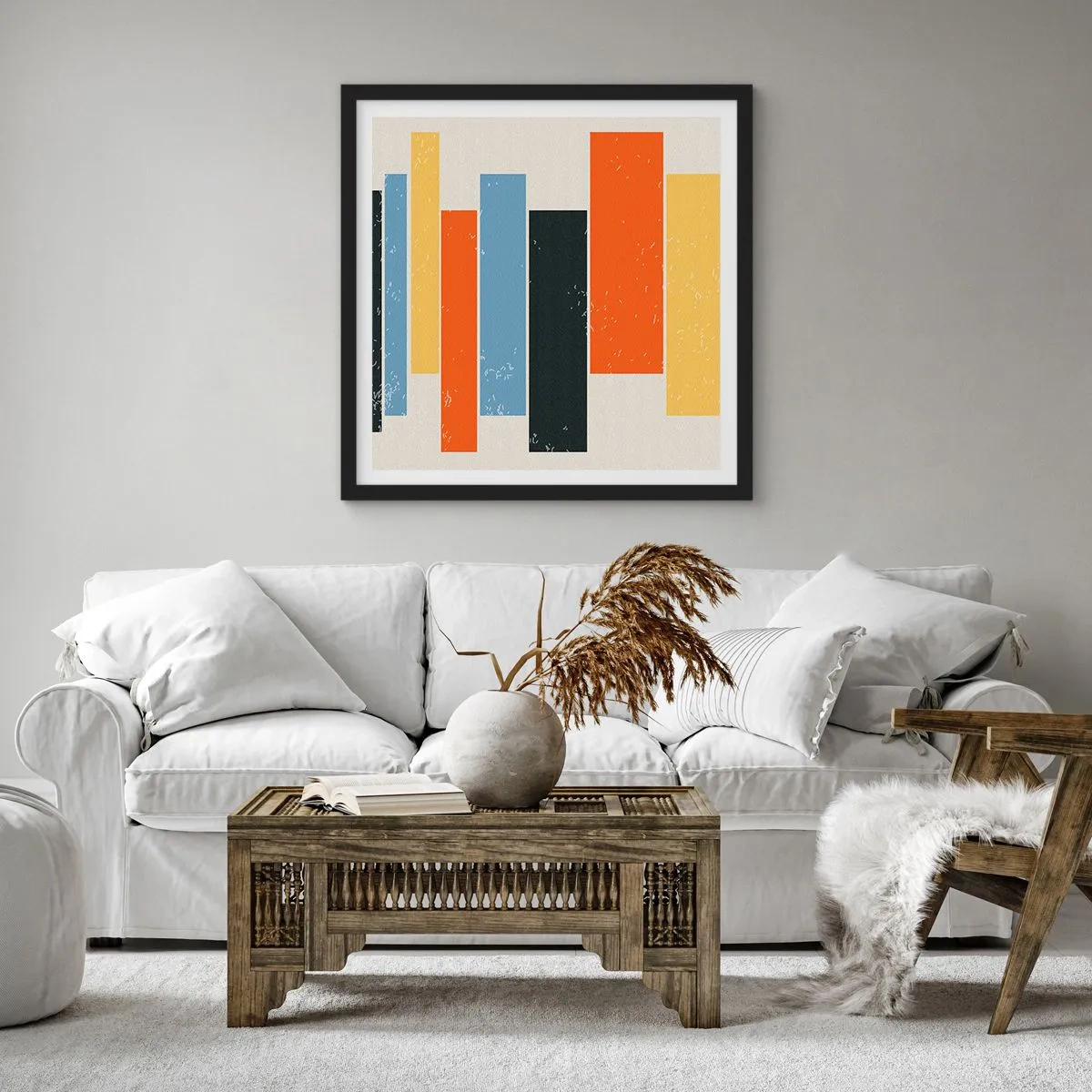 Poster in een zwarte lijst - Muzieknotatie - 60x60 cm