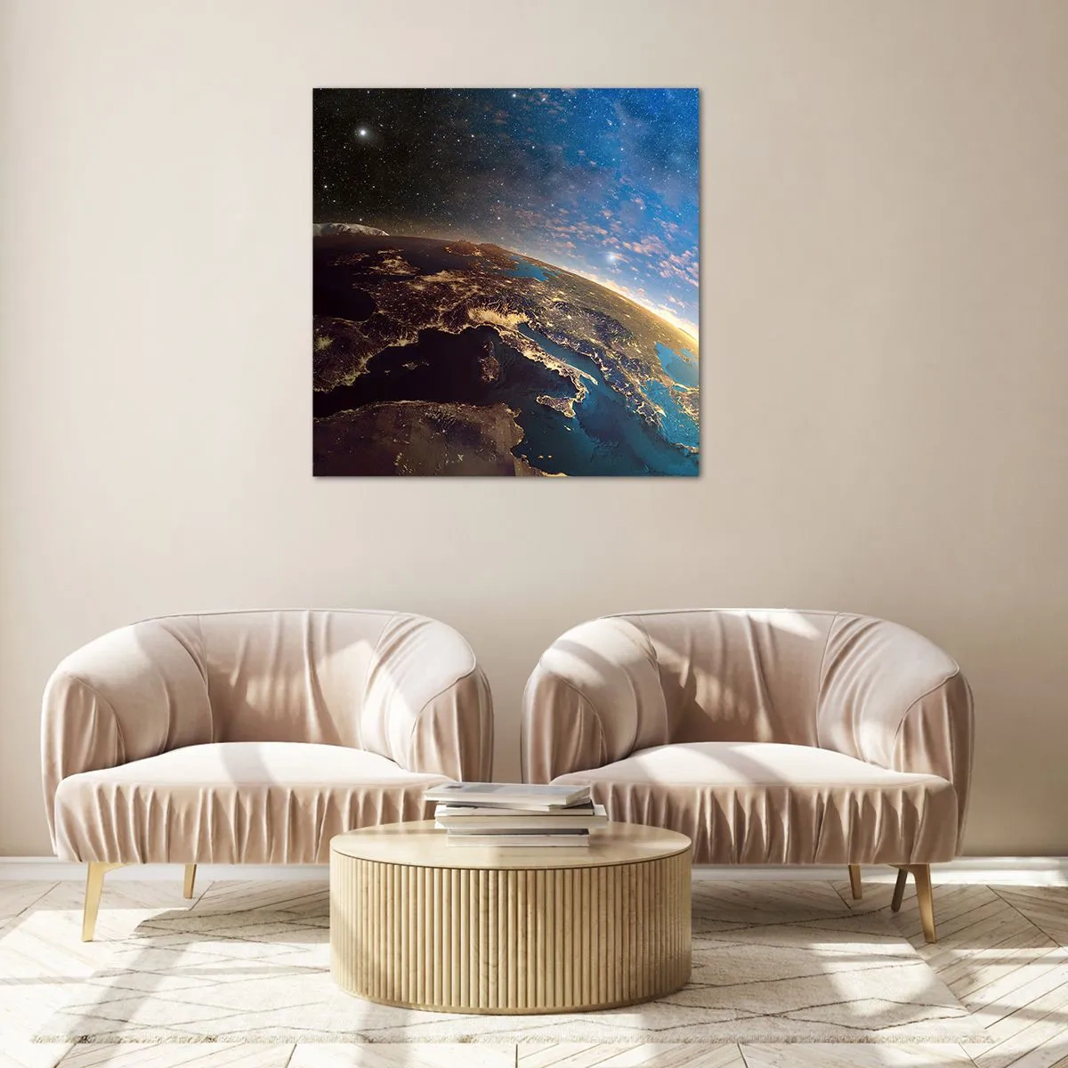 Schilderen op glas - Laten we eens van een afstand naar onszelf kijken - 40x40 cm