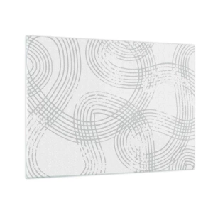 Schilderen op glas - Abstracte gebogen lijnen in grijstinten op wit - 70x50cm - Er is geen rechte weg - Moderne wanddecoratie voor woonkamer en slaapkamer ARTTOR