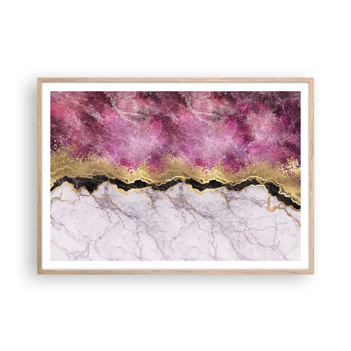 Een poster in een licht eiken lijst - Op de grens - 100x70 cm