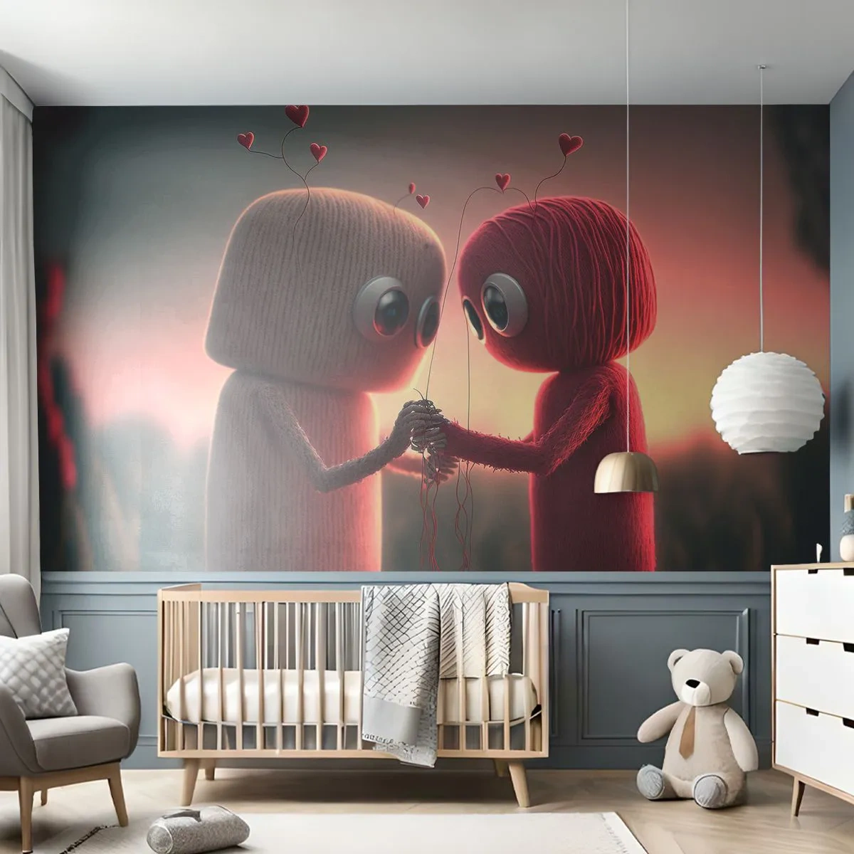 Fotobehang Premium Sand - Iedereen mag liefhebben - Wol, Kinderen, Liefde - 150x105 cm