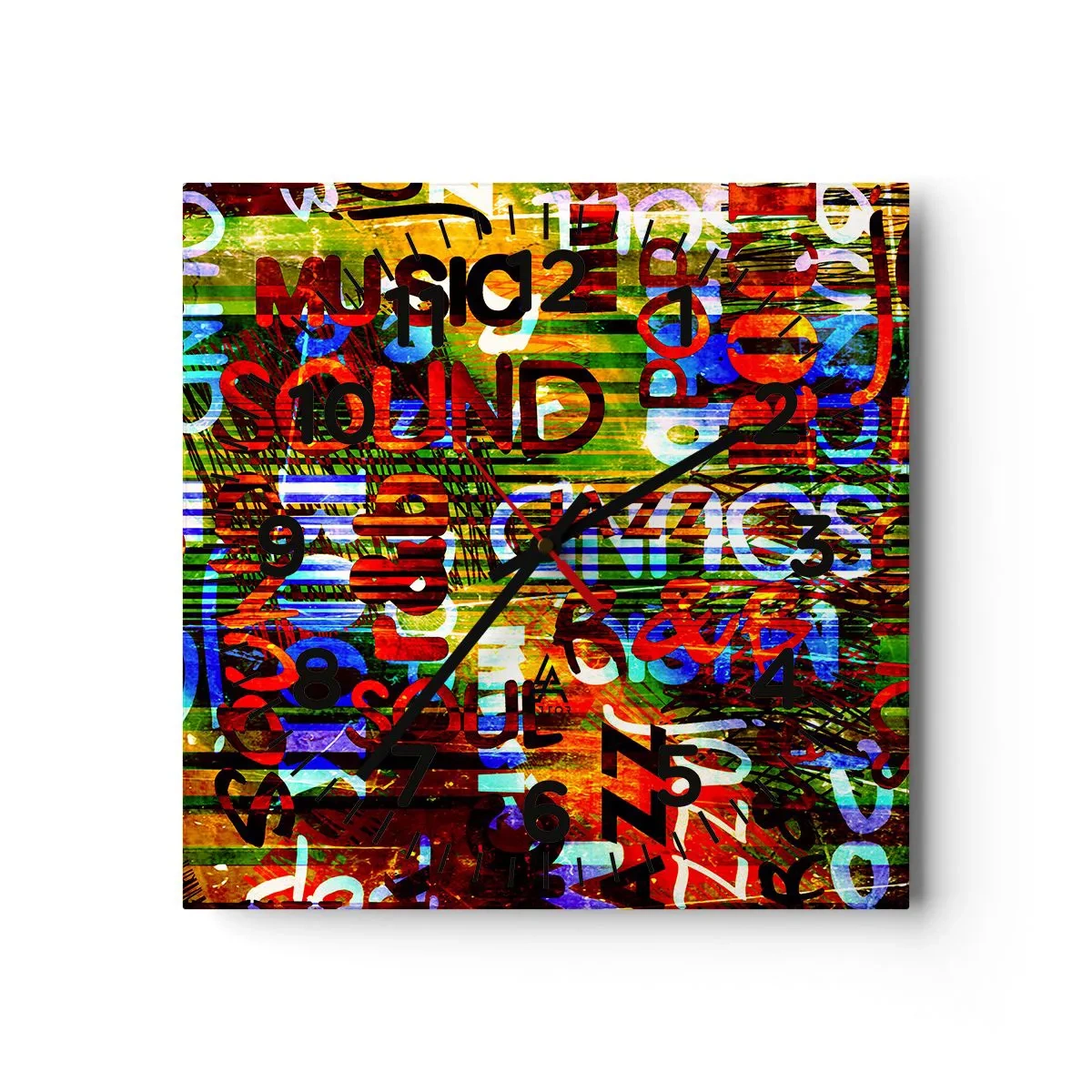Wandklok - Klok - Alle kleuren van het geluid - 30x30 cm