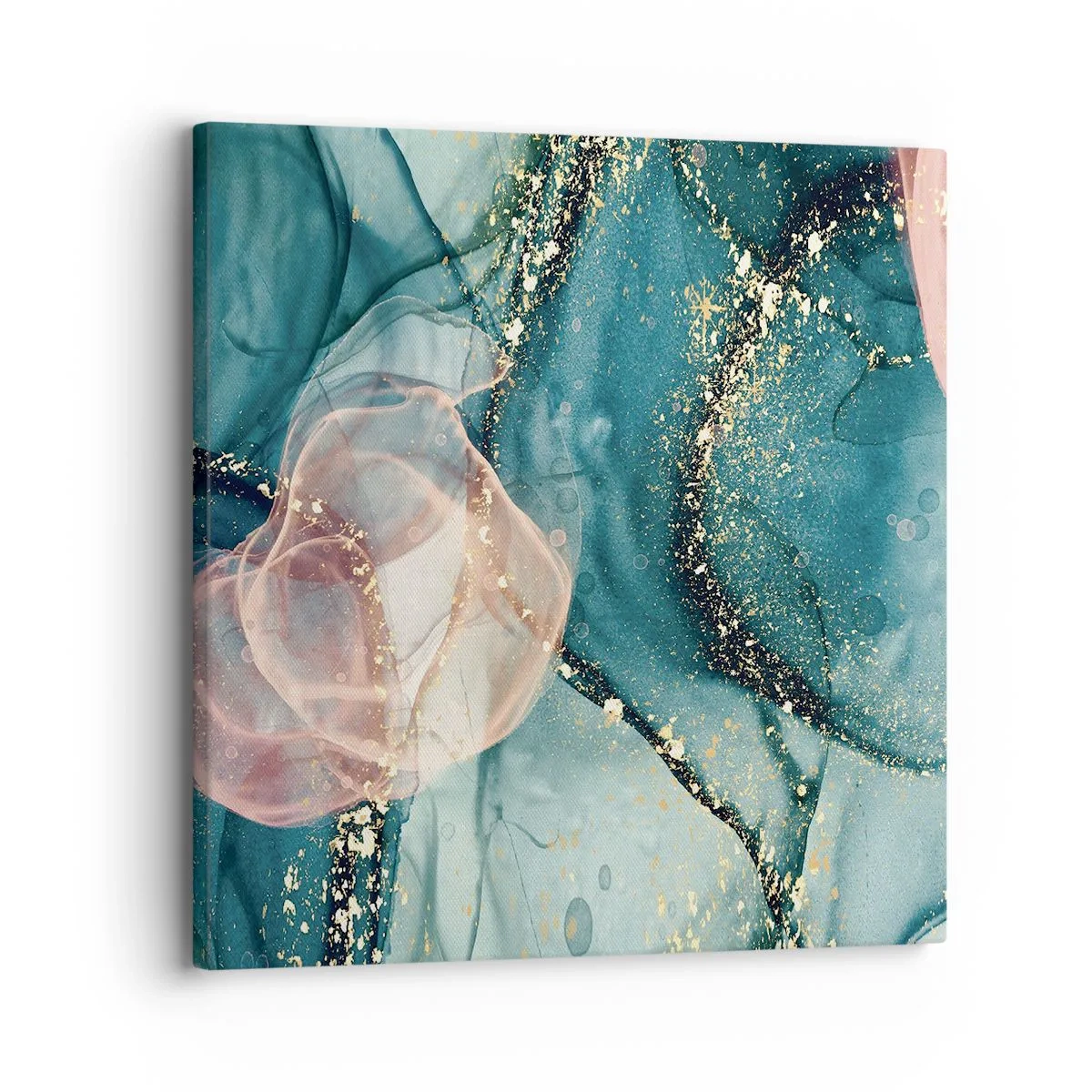 Schilderen op canvas - Zijdeblauw, tule roze - 30x30 cm