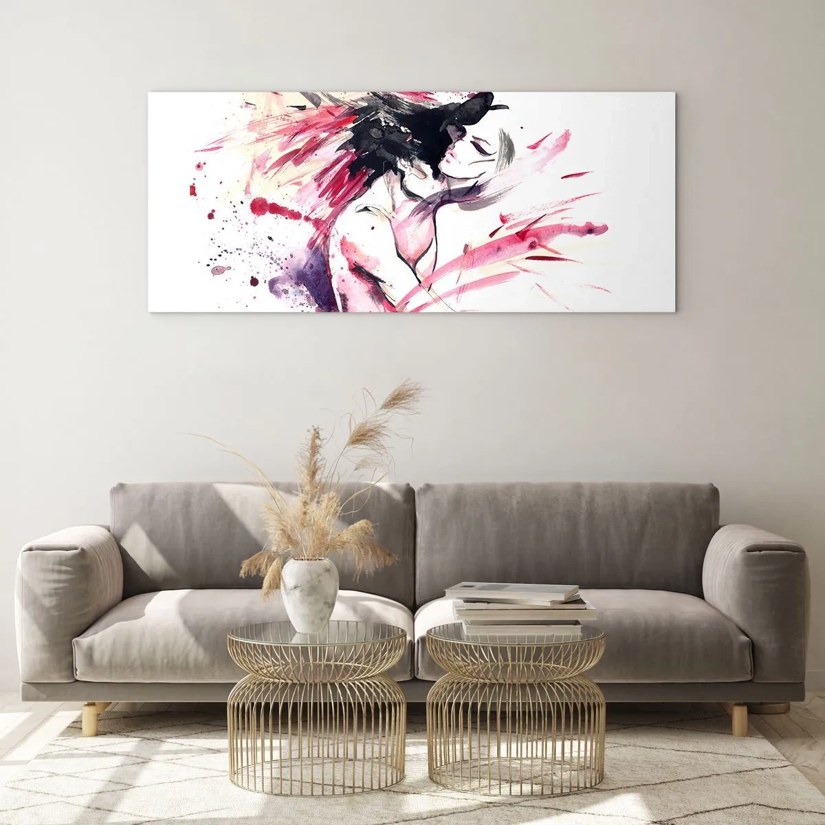 Schilderen op glas - Een liefdesvervulling - 140x50 cm