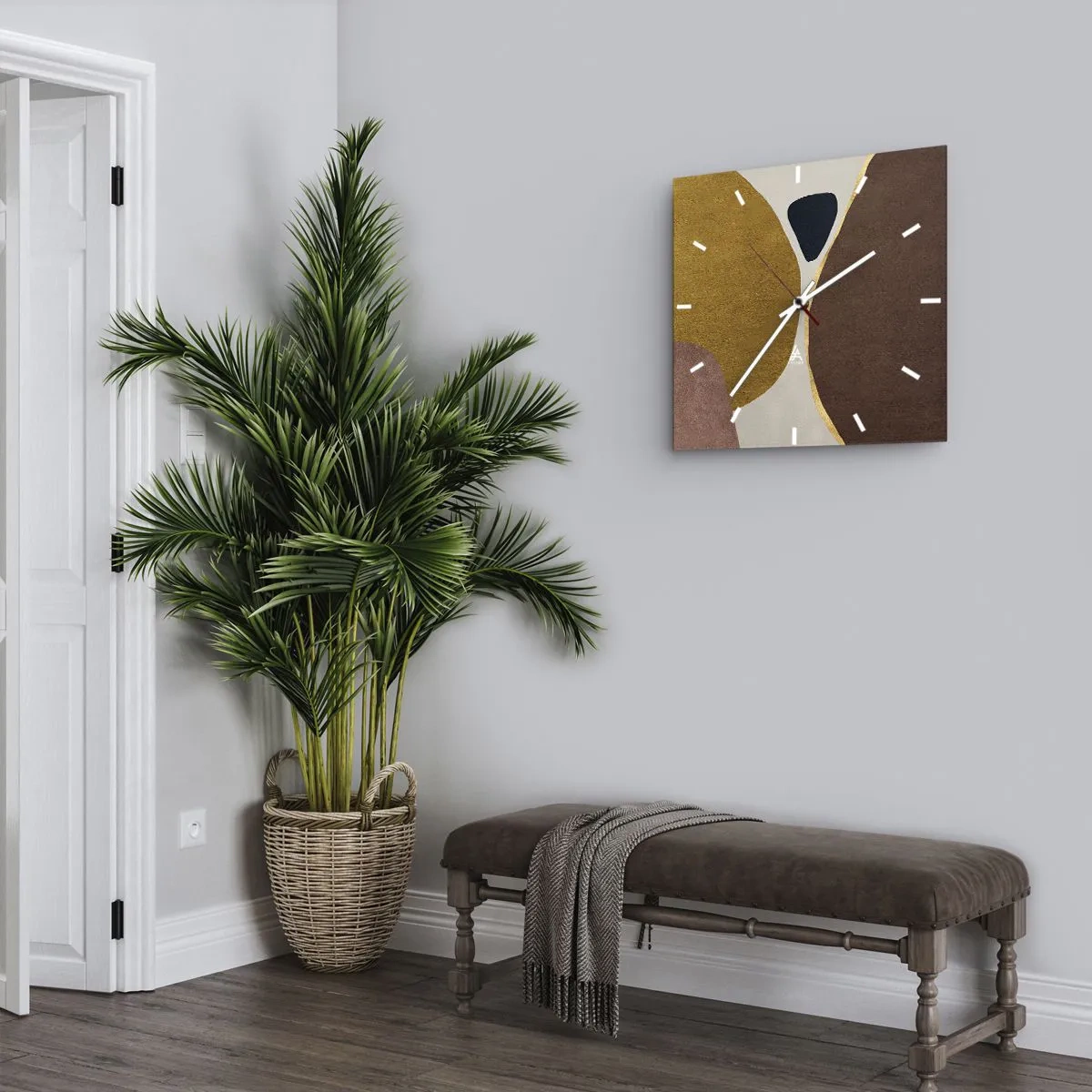 Wandklok - Klok - Abstractie – een plek in de ruimte - 30x30 cm