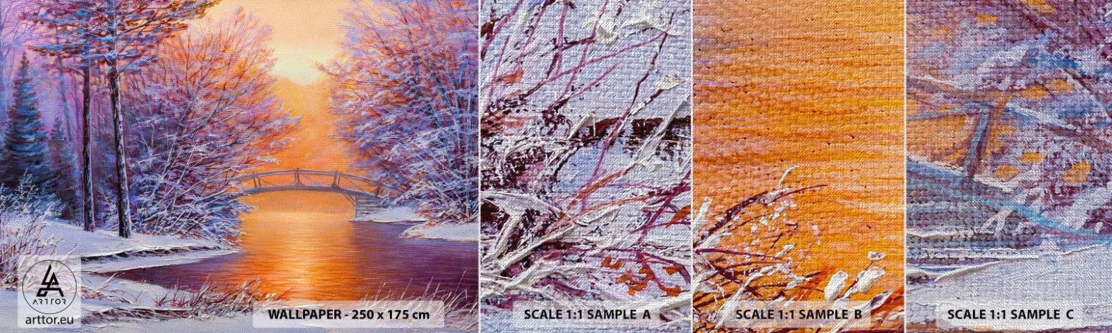 Fotobehang Monster Premium Canvas - Laten we elkaar hier ontmoeten - Landschap, Park, Brug - 100x30 cm