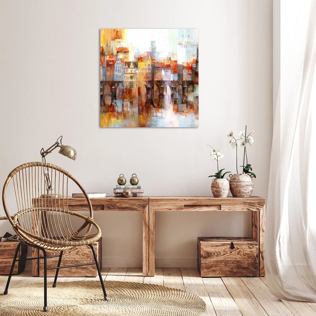 Schilderen op canvas - Ook onder de brug is het mooi - 50x50 cm