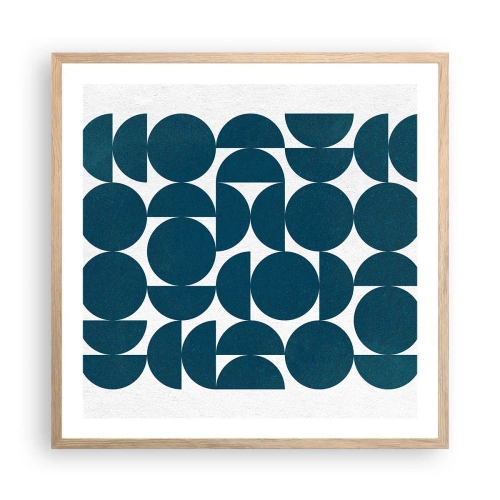 Een poster in een licht eiken lijst - Cirkels en halfcirkels - 60x60 cm