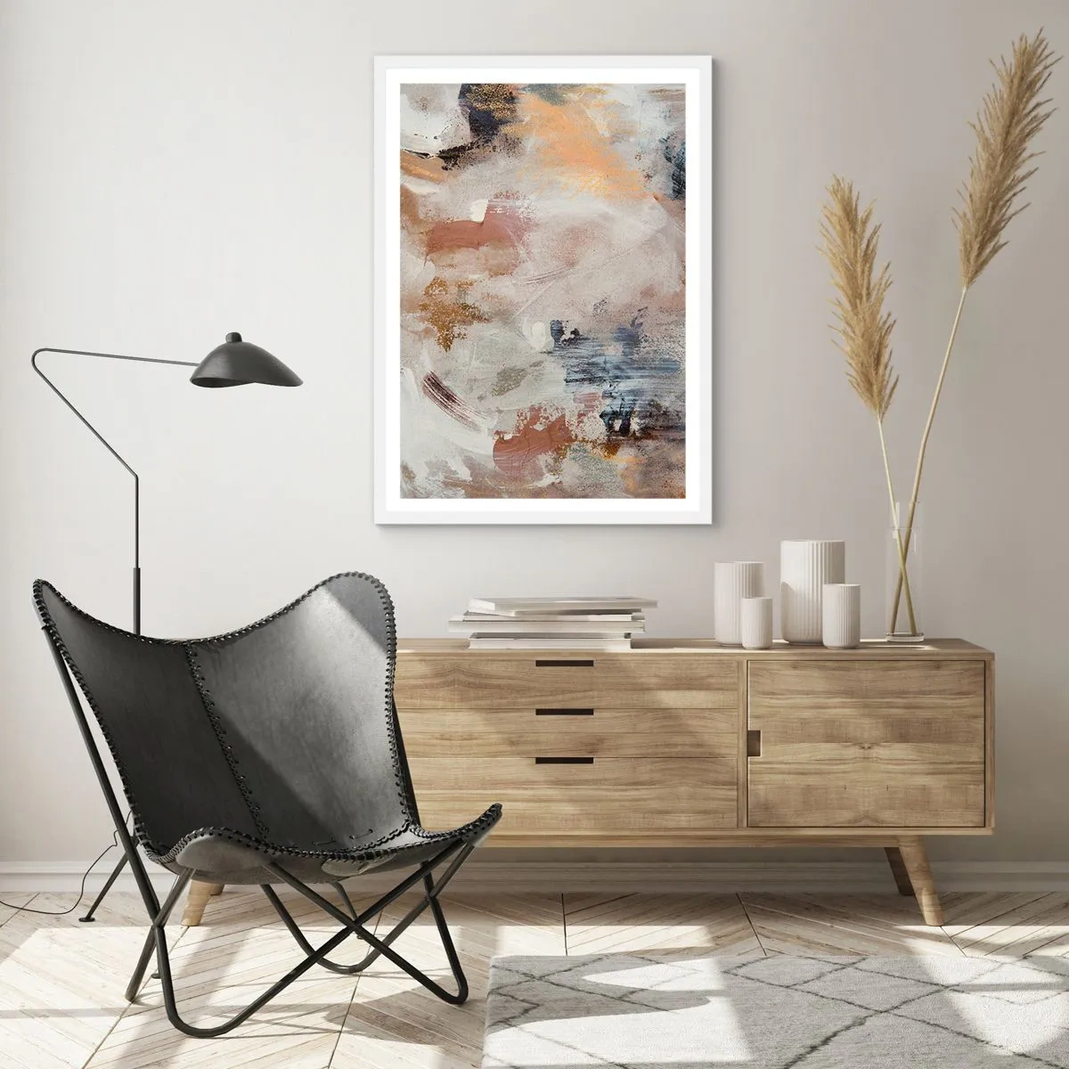 Poster in een witte lijst - Mistige abstractie - 50x70 cm