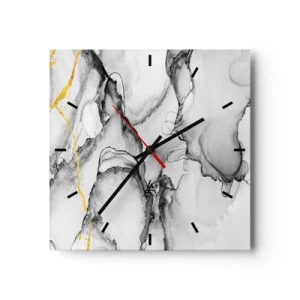 Wandklok - Klok - Compositie met een gouden motief - 30x30 cm