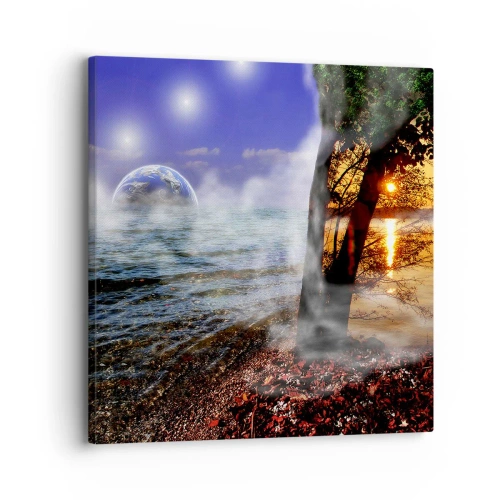Schilderen op canvas - Surrealistisch landschap - eenheid van de natuur - 30x30 cm
