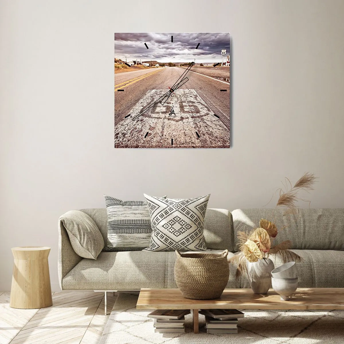 Wandklok - Klok - Mother Road - een Amerikaanse legende - 40x40 cm