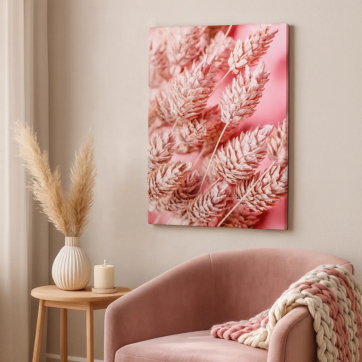 Schilderen op canvas - Een bloemencascade in roze - 50x70 cm