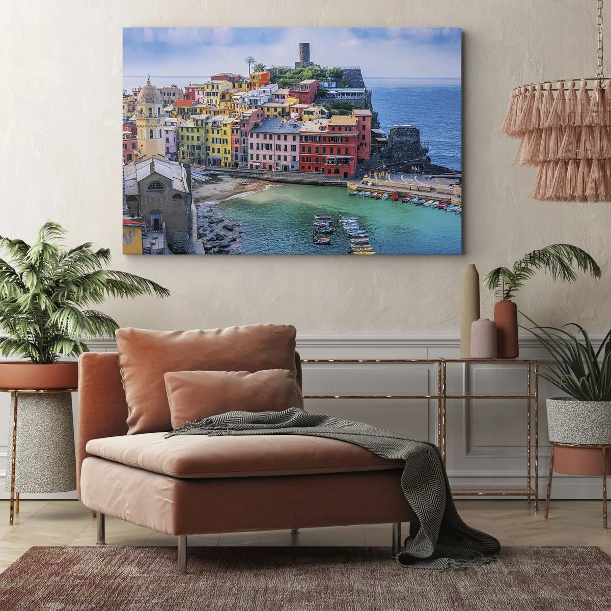 Schilderen op canvas - Mediterrane magische stad - 120x80 cm