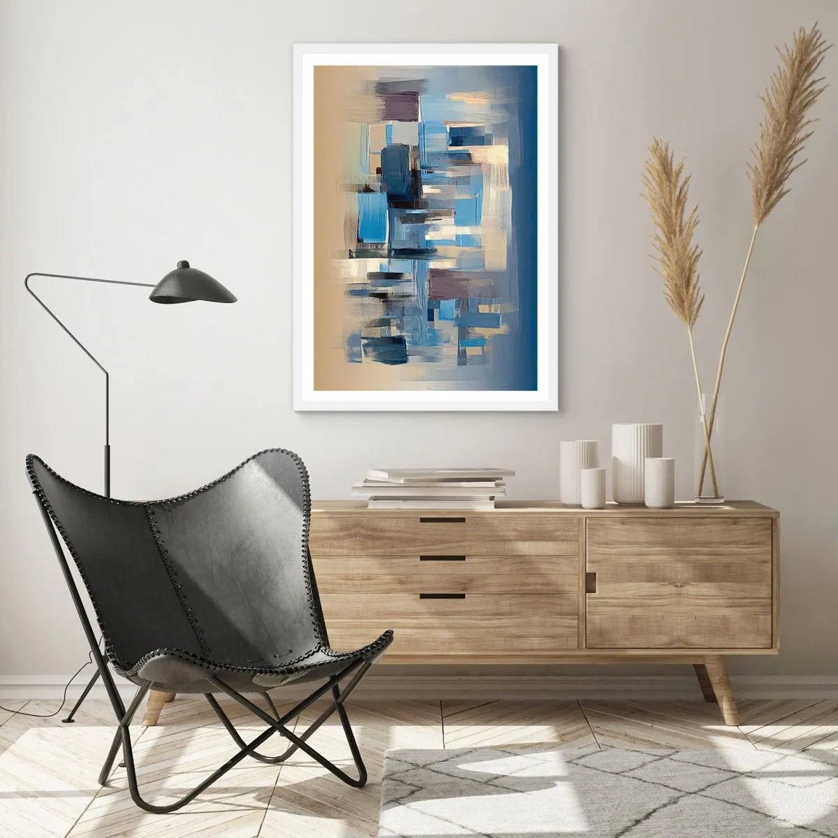 Poster in een witte lijst - Blauwe constructie - 50x70 cm