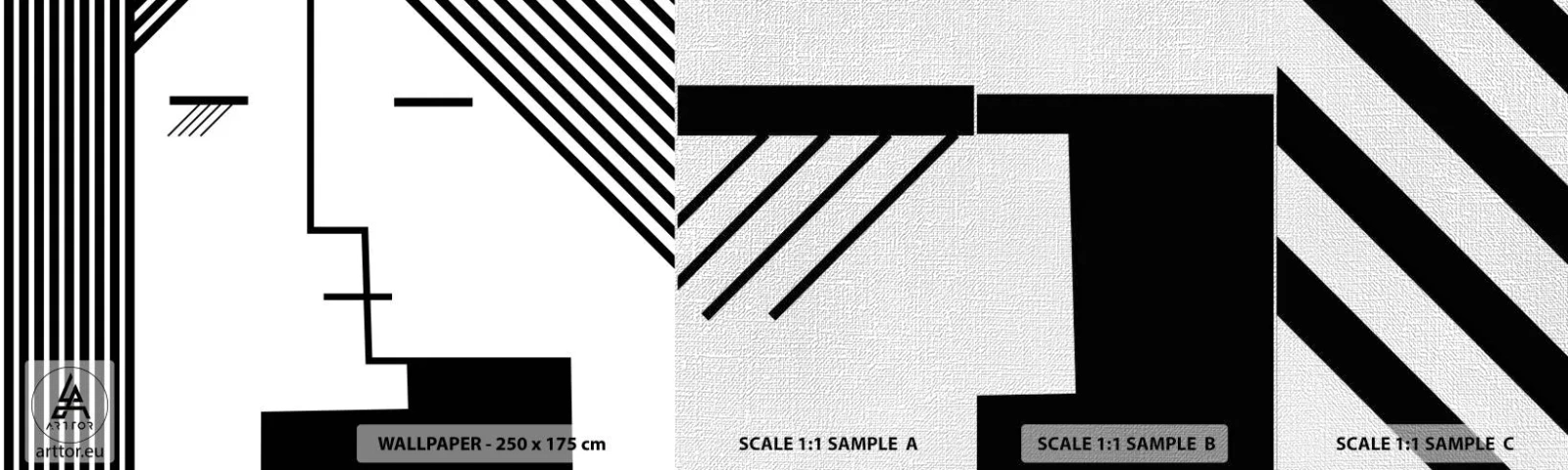 Fotobehang Monster Premium Canvas - Alleen maar een kus - Moderne kunst, Zwart en wit, Gezicht - 100x30 cm