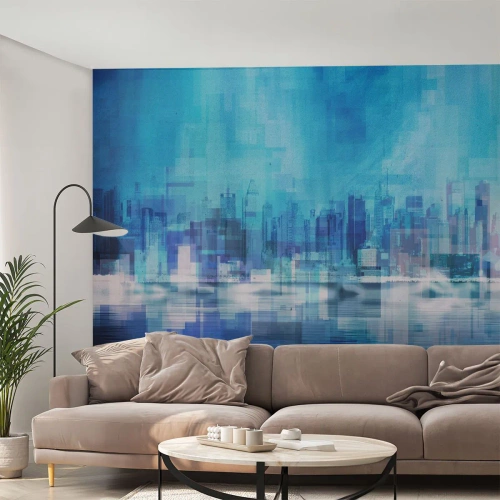 Fotobehang Standard Eco - Verdronken in het blauw - Abstractie, Stad, Architectuur - 400x280 cm