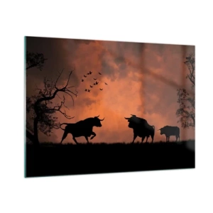 Schilderen op glas - Een dramatisch schouwspel van de natuur - 100x70 cm