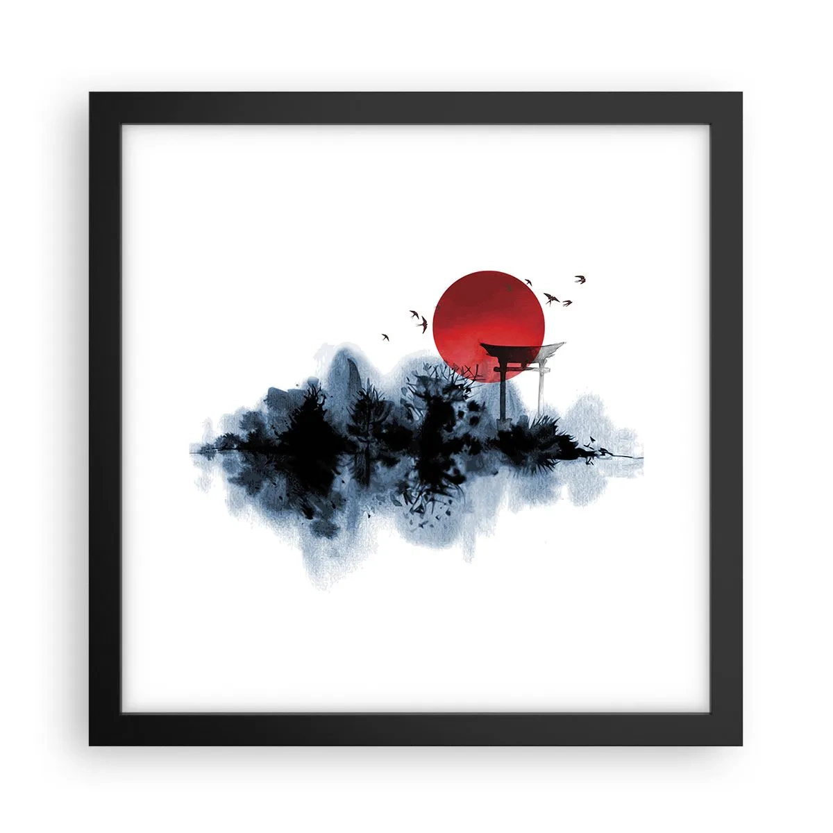Poster in een zwarte lijst - Japanse weergave - 30x30 cm