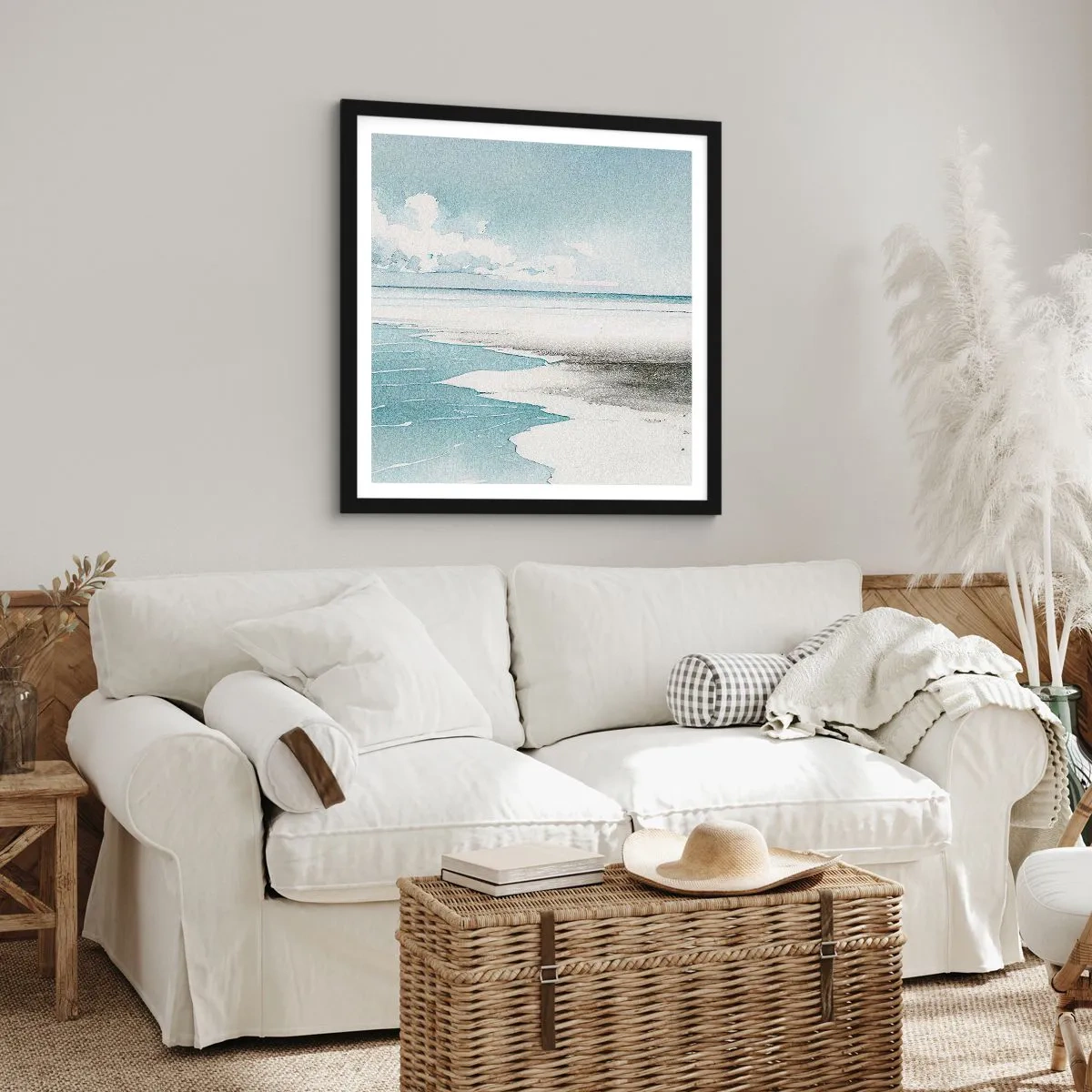 Poster in een zwarte lijst - Zachte vloed - 40x40 cm