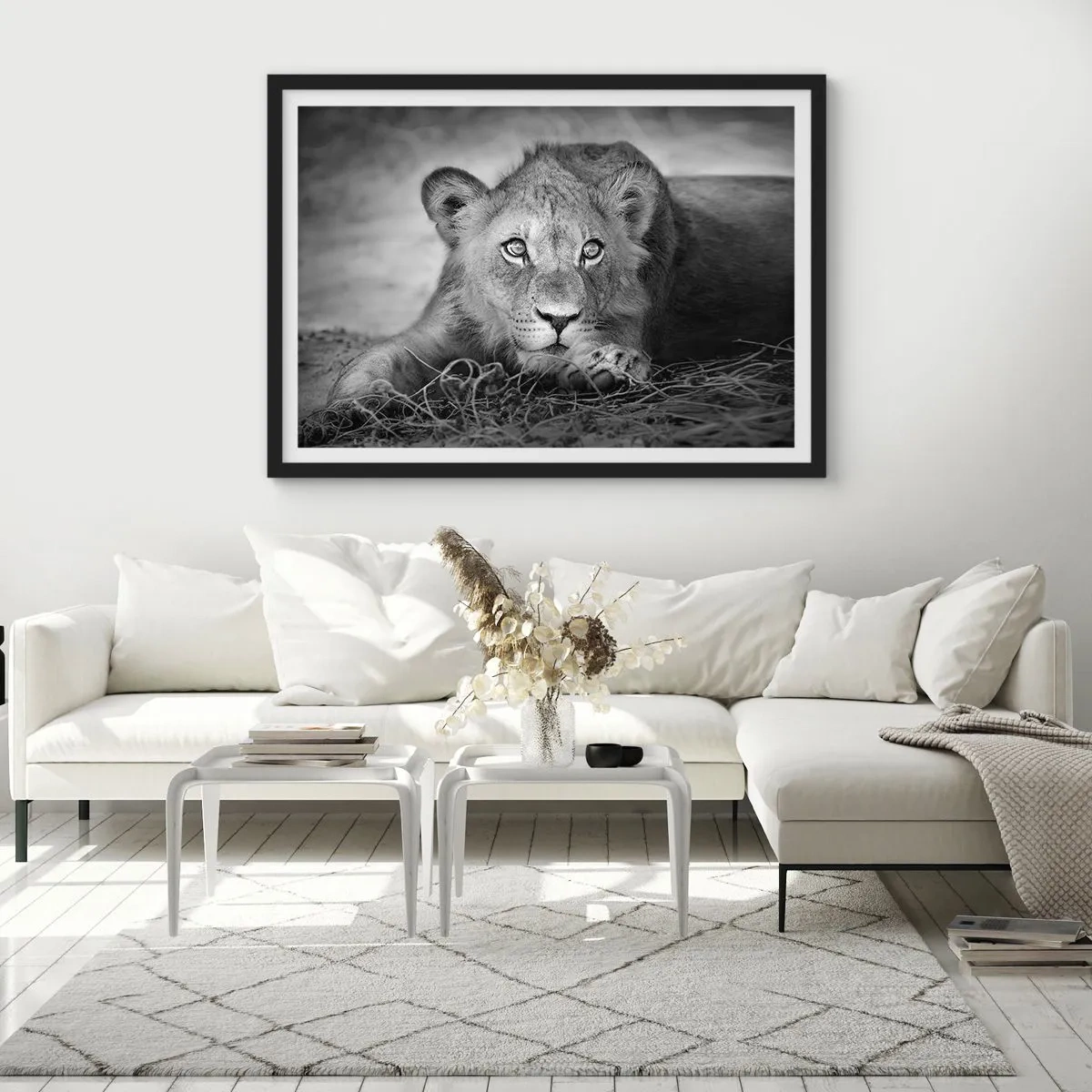 Poster in een zwarte lijst - Koninklijke puppy - 70x50 cm