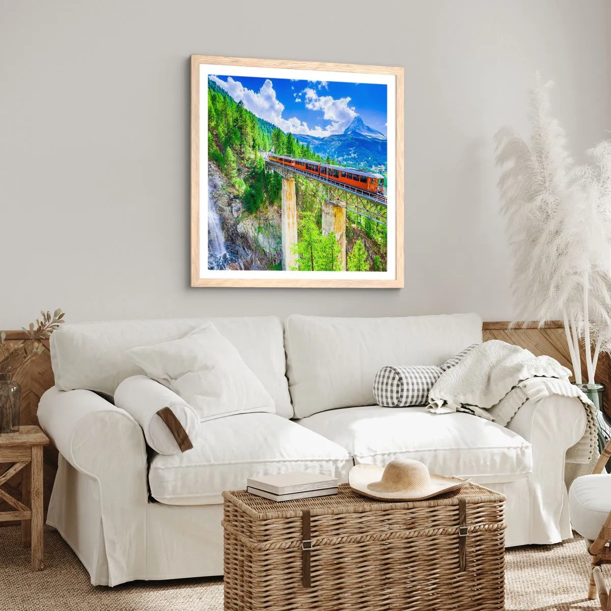 Een poster in een licht eiken lijst - Het is tijd voor de Alpen - 30x30 cm