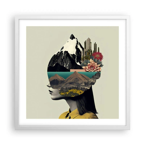 Poster in een witte lijst - Vrouw – altijd een mysterie - 50x50 cm