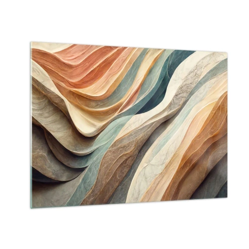 Schilderen op glas - Kleurrijke lagen die lijken op rots- en zandplooien - 70x50cm - Het moment vóór de verandering - Moderne wanddecoratie voor woonkamer en slaapkamer ARTTOR